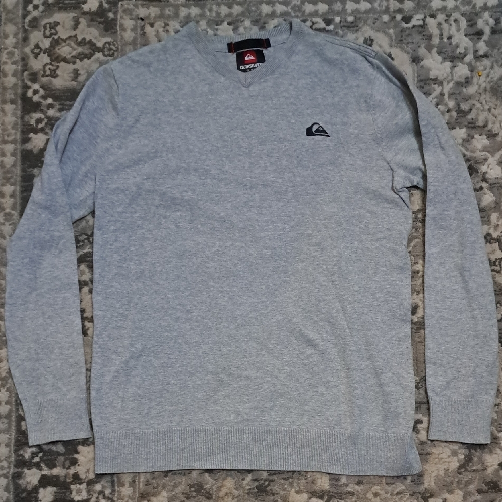 Quiksilver Men's Light Gray V-Neck Sweater